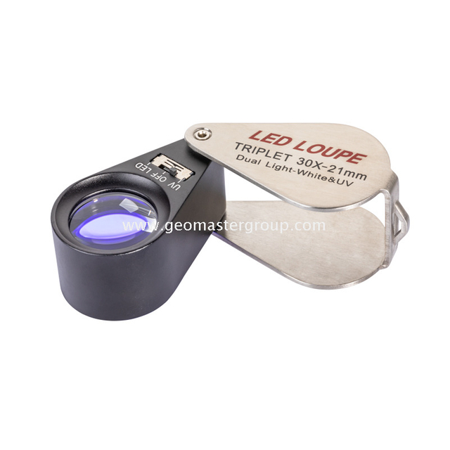 Cam UV/Beyaz LED Büyüteç (30x,21mm)