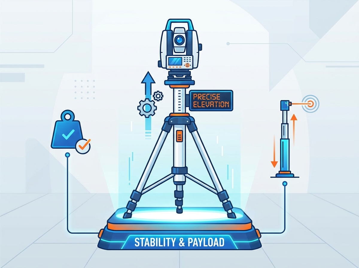 Lazer Takip Cihazları i&ccedil;in Hassas Motorlu Y&uuml;kseltme Tripod